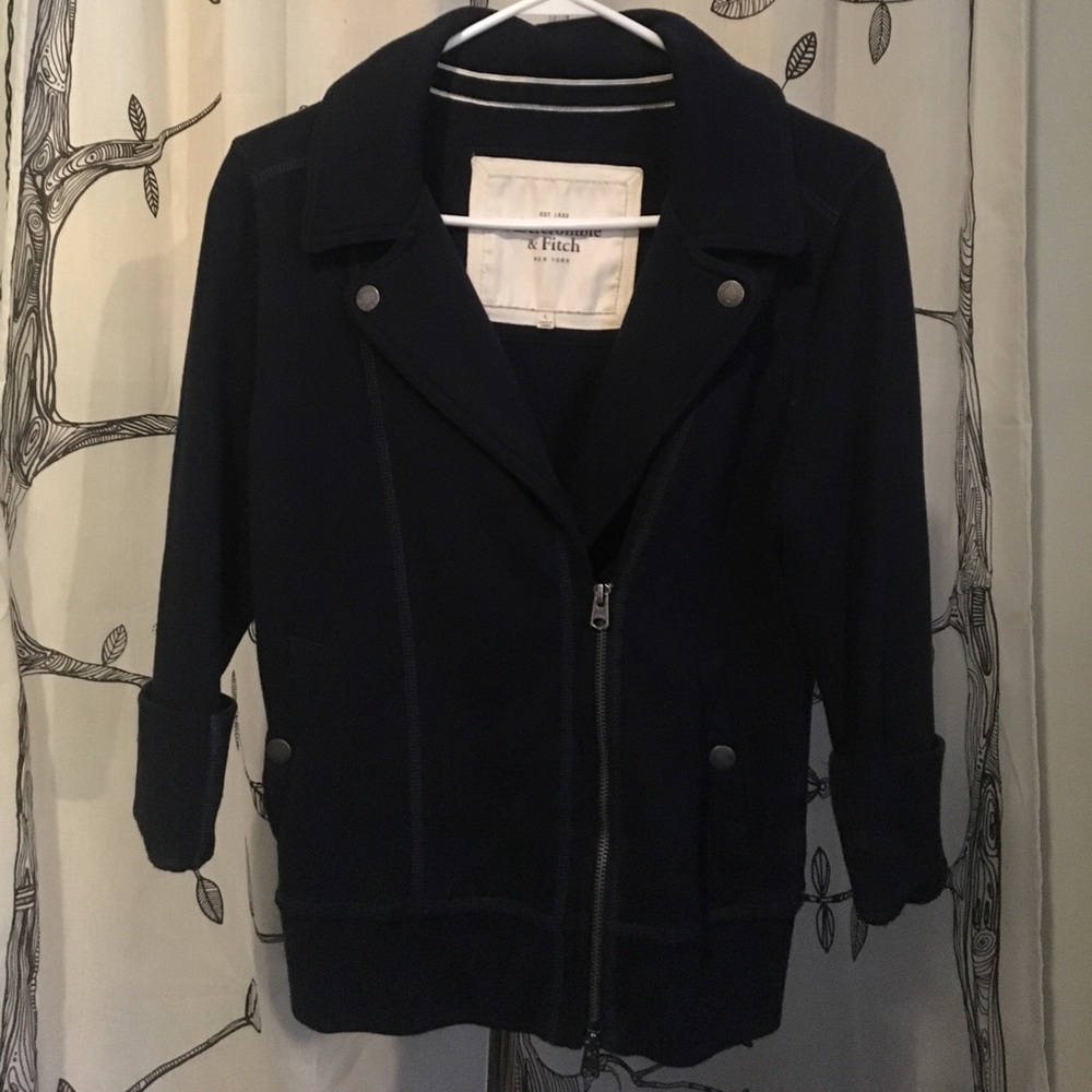 Abercrombie & Fitch navy blue moto jacket
